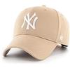 47Brand New York Yankees Khaki Raised Basic, Casquette de Baseball avec Casquette à fente, Modèle MVP