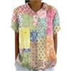 Generico Camicia Donna Estiva Lino Camicetta Manica Corta Cotone da Donna Blusa Maglietta Elegante con Scollo a V Casual Camicie Abbottonate Top Tinta Unita Estive Shirt Classico Maglia