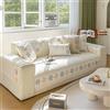 VanderHOME Copridivano in Cotone Lavato Al 100%, Copridivano a 1/2/3/4 Posti, Copri divano Antiscivolo, Copridivano Delicato Sulla Pelle, Bellissimi Motivi 70 * 70cm-Bianco-Braccioli(1 PC)