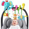 BelleStyle Giochi Neonato 0-3-6-12 Mesi, Gioco Passeggino Neonato, Spirale Passeggino, attività Giocattolo a Sonaglio Appeso, Carrozzina Peluche Giocattoli Regalo per Neonato Bambini - Elefante Blu