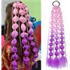 PORSMEER Extension per Treccine Africane Ros/viola 60cm colorato bolla coda di cavallo estensioni per intrecciare,Estensioni dei capelli sintetici a coda di cavallo sirena per le donne