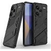 WOKEZ Supporto Custodia per Xiaomi Redmi Note 13 Pro Plus 5G, 360° Protettiva Sottile Cover Rugged per Redmi Note 13 Pro+ con Cavalletto, Telefono Case Rigida Protettivo Copri Antiurto-Nero