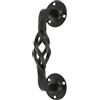 Amig - Maniglione per Porte da Interno o Ingresso Modello 104R - 240 mm - Maniglia con Placca in Acciaio e Tirante in Zamak - Finitura Nera - Inclusa Rosetta - Stile Rustico Forgiato a Mano