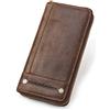 Contacts - Portafoglio lungo da uomo in vera pelle con cerniera, porta telefono, portamonete, porta carte, organizer con chiusura a conchiglia, Caff, Taglia libera, Vintage