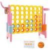HOMASIS 3 in 1 Gioco di Fila Grande, Forza 4 Gigante con 42 Anelli, Gioco da Basket con Canestro e Lancio, Gioco da Tavolo XXL per Bambini e Adulti all'Aperto, Mega 4 in Linea per Feste (Rosa)
