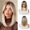 Esmee Parrucca Bob Corta Dritta Biondo Ombre con Frangia per Donna - 14IN