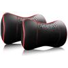 Carodi Cuscino cervicale per auto, in pelle, 100% memory foam, supporto cervicale, comodo da viaggio, sedili auto e casa, ufficio, morbido cuscino, nero, un set (2 pezzi) (rosso)