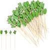 THKO 100 Pezzi di Decorazioni Cocktail, Stuzzicadenti per Feste Forchettine Aperitivo, Stuzzicadenti Lunghi Decorazione da Cocktail per Bevande Frutta Dessert - 12cm Forma a Cactus Verde