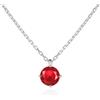 namana Collana raffinata con ciondolo rosso rubino per donna e ragazze, collana donna argento con pietra rossa rotonda, semplice collana fine rosso rubino in argento sterling 925