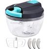 SOMLAW Mini tritacarne manuale, 520 ml tritacipolle, senza BPA, tritacipolle tritare e mescolare per verdure, cipolle, aglio, zenzero, noci, erbe, frutta (grigio blu)