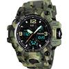 TONSHEN Uomo Digitale Sportivo Orologi da Polso 50M Impermeabile LED Elettronico Analogico Quarzo Doppio Tempo Orologio Allarme Cronometro (Verde Camo)