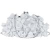 LA HUATE Pochette da donna in raso con fiori da sera, elegante, per feste, balli di fine anno, matrimonio, borsa a tracolla con catena, Grigio argento, Taglia unica