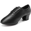 SWDZM Scarpe da Ballo Latino Donna Punta Chiusa Lacci Salsa Moderno Jazz Pratica Scarpe da Allenamento con Lacci,Nero,Tacco 5cm,38EU