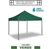 GRECOSHOP Gazebo pieghevole impermeabile in alluminio 3x3m Verde - Mod. Super Ignis