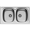 Pyramis Lavello lavandino lavabo 2 vasche Sparta 86x50 Acciaio Inox con PILETTA da 3,5''