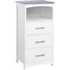 kleankin Mobile Bagno con Scaffale Aperto e 3 Cassetti, armadietto Superficie verniciata e Design Rialzato, in MDF, 40x33x80cm, Bianco |Aosom Italy