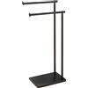 HOMCOM Porta Asciugamani Bagno a 2 Sbarre da Terra Autoportante a 2 Bracci in Metallo, 35.5x20x78cm, Nero|Aosom Italy