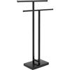 HOMCOM Porta Asciugamani a Terra Autoportante per Bagno a 2 Barre in Metallo, 50x18.5x85cm, Nero