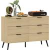 HOMCOM Cassettiera 6 Cassetti in Legno per Camera da Letto e Ingresso, 110x40x75cm, Rovere