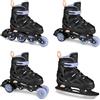 SPOKEY Quattro Set 4 in 1 pattini in linea/triskates/pattini da ghiaccio regolabili per bambini e ragazzi | Pattini in linea convertibili in pattini a rotelle | Taglie: 30-33, 34-37, 38-41 (nero/viola