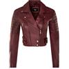 Infinity Donna Giacca Corta Corpo Gotico Rosso Bordeaux Chic Biker IN Vera Pelle