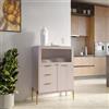 DEGHI Credenza 85x115h cm con 2 ante e 3 cassetti cashmere opaco cannettato e gambe oro - Gwyneth