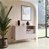 DEGHI Madia 125x86h cm con 2 ante e 1 cassetto cashmere opaco cannettato e gambe oro - Gwyneth