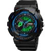 TONSHEN Donna Digitale Sportivo Orologi da Polso 50M Impermeabile LED Elettronico Analogico Quarzo Doppio Tempo Orologio Allarme Cronometro (Blu)