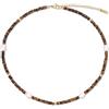 GAVU Collana Perle Donna, Collana Estiva da Donna con Perline di Occhio di Tigre e Perle Coltivate di Acqua Dolce