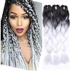 Rich Choices Treccine Africane Extension per Treccine Africane Trecce Finte per Capelli 24 Pollice Sintetici 3 Bundles-Nero scuro a bianco