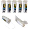 F2M - Filo elastico esche confezione 5 bobine Ø0.15 + 5 tubi dispenser PVC, filo per surfcasting e pesca mare, filo per legare esche pesca mare multipack