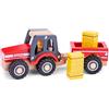 Woet® Trattore Giocattolo in Legno con Rimorchio Rimovibile per Bambini Piccoli - Veicolo da Fattoria con Verdure Giocattolo - Giocattolo di Imitazione - A Partire da 18 Mesi - Regalo per Bambini