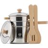 Woet® Set Pentole e Padelle Bianco Panna per Bambini - 7 Pezzi con Manici in Legno - Gioco di Ruolo per Cucina - Gioco di Ruolo per Cucina - A Partire da 2 Anni
