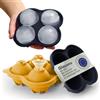 Blumtal Stampo Ghiaccio XXL - Rotondo Ø 5cm per Cocktail - Silicone Senza BPA - 2x4 Forme - Nero, Blu e Senape