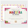 GHIBLI Certificato miglior MAESTRA del mondo. Attestato Diploma per dire grazie a fine anno scolastico Regalo originale personalizzato compilabile con nome insegnante maestra asilo scuola primaria elementare