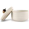 Sagaform Ellen 5018423 - Scatola con coperchio in gres porcellanato, diametro: 13,5 cm, altezza: 7,5 cm, colore: Bianco
