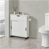 [en.casa] Armadietto da Bagno (AxLxP) 67 x 52 x 17 cm Mobile a Terra con 2 Ante Scorrevoli e 1 Anta a Ribalta Mobile da Stoccaggio su 4 Ruote - Bianco