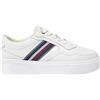 Tommy Hilfiger Donna Sneakers Flatform Stripes Platform in Pelle, Bianco (Ecru), 40