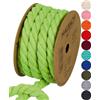 Halbach Seidenbänder Cordoncino di cotone riciclato, larghezza 10 mm/lunghezza 4 metri, filato di cotone sostenibile per macramè, corda naturale per fai da te, colore: mela verde