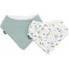 Domiva - Set di 2 bavaglini BANDANA Musseline You CELADON STAMPA A A FILO ACQUA IN GAZE DI COTONE