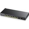 Zyxel Switch Smart Managed PoE+ 8 Porte Gigabit con 77 Watt Budget - design senza ventole e 2 Porte SFP, Garanzia a Vita [GS1900-10HP]