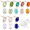 SUPERFINDINGS 16Pz 8Colori Ottone Stud Risultati Dell'Orecchino Vetro Oro CZ Risultati Dell'Orecchino Ovale Ear Piercing Plug Anello Ciondola L'Orecchino Creazione Gioielli Foro:1.2mmAgo:0.6~0.7mm