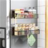 Aufworld Portaspezie magnetico per il frigorifero, 2 Pack scaffale magnetico, organizzatore del frigorifero con 4 ganci mobili, scaffale magnetico del frigorifero per l'organizzazione della cucina