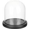 BENECREAT Coperchio in Vetro Trasparente Fiore Eterno da 14x13 cm, Vaso Cloche A Cupola con Display in Vetro con Base in Legno Massello Nero per Artigianato Floreale Fai-da-Te
