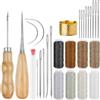 Sinofort Set da Cucito in Pelle，27 Pezzi kit Cucito Professionale,Attrezzi per Oucire il Cuoio,Strumento per Cucire in Pelle con Filo Cerato per Cuoio Ago per Cucire,per cucire il Cuoio,kit Ago e Filo