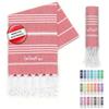 LeStoff Telo mare - 100% Cotone bio, 50 x 100 cm, Prelavato, Assorbente, Asciugatura Rapida, Leggero, Fouta, Telo Ospite, Telo Doccia, Telo Yoga, Telo Benessere, Asciugamano Palestra (Red)