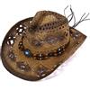 Knowoo Cappello da Cowboy per Donne Western Cappello esterno Ombre Respirante Paglia Creux Cappello Cowboy Cappello Moda Vacanze Hat da Spiaggia Naturale Paglia Estiva