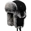 bomhys Cappello Uomo Cappelli Bomber Invernali per Donna Uomo Imitazione Pelliccia Sintetica Berretto Colbacco Russo Berretto Unisex Caldo Cappello da Neve con Paraorecchie,Nero,54-60Cm