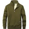 Jamron Uomo Inverno Colletto Rialzato Zip Corta Felpa Pullover Top in Pile Sherpa Caldo Maglione Giacca con 2 Tasche Verde Militare L