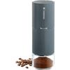 ZASSENHAUS Macinacaffè elettrico MASTER USB, macinacaffè in acciaio inox con meccanismo regolabile, macina ad alte prestazioni con batteria, alloggiamento grigio scanalato, con contenitore di raccolta